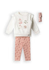 Ebita Baby Girl Animal Print 3 Piece Set, White