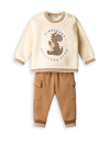 Hashtag Baby Boy Dinosaur Sweater and Jogger Set, Beige