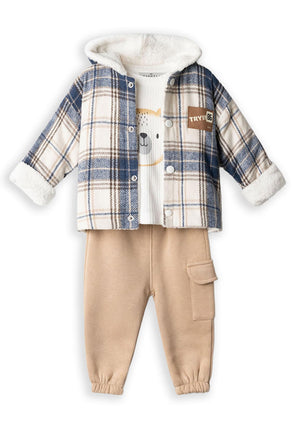 Hashtag Baby Boy Bear 3 Piece Set, Beige