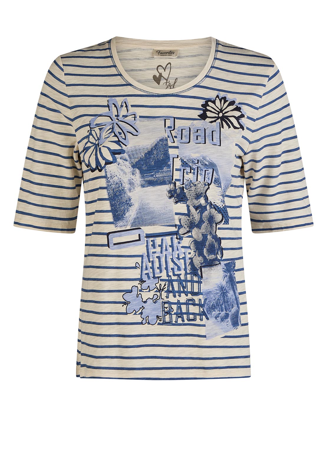 Barbara Lebek Striped Graphic T Shirt, Beige