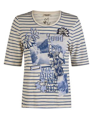 Barbara Lebek Striped Graphic T Shirt, Beige