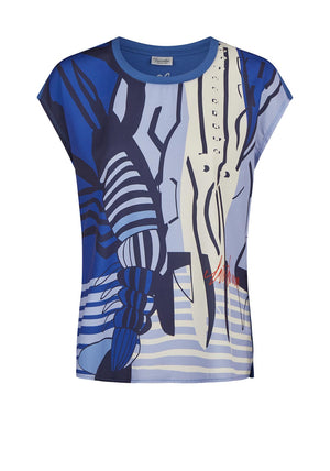 Barbara Lebek Abstract Beach Print Top, Blue