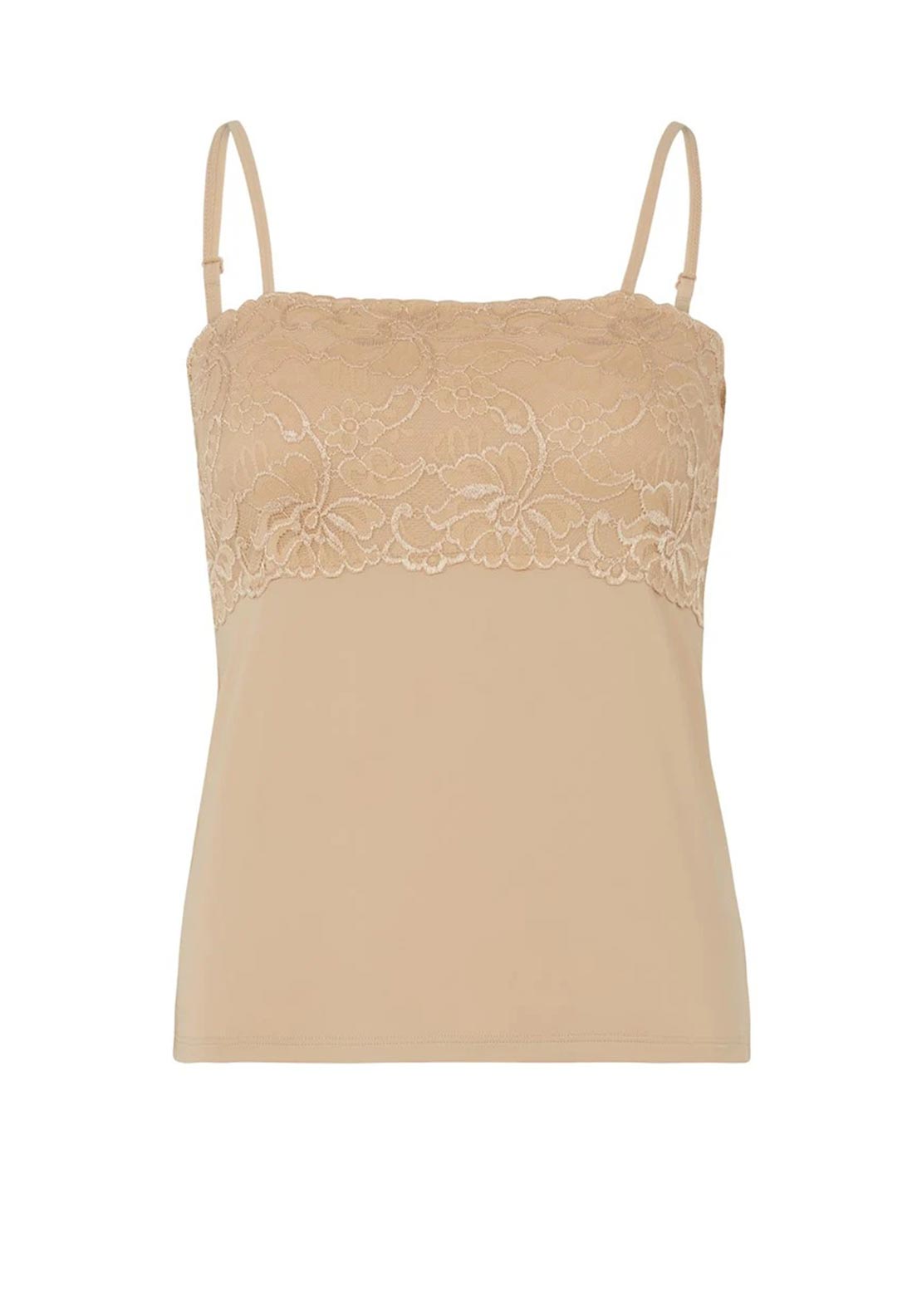 Gaspe Lace Detail Cami Top, Beige