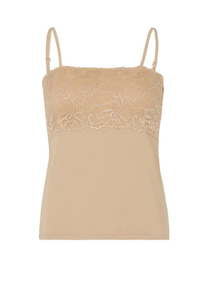 Gaspe Lace Detail Cami Top, Beige