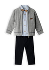 Hashtag Mini Boy Shirt Cardigan and Chino Set, Grey