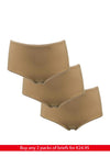 My Basic 3 Pack Cotton Midi Brief, Beige