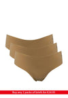 My Basic 3 Pack Cotton Seamless Briefs, Beige
