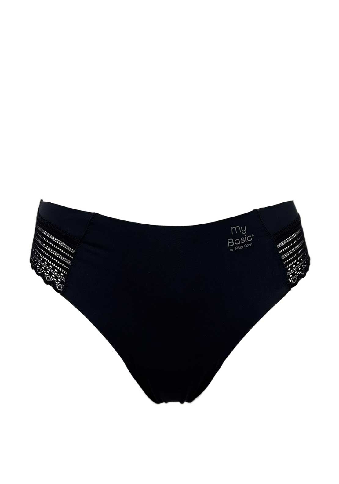 My Basic 3 Pack Lace Detail String, Black
