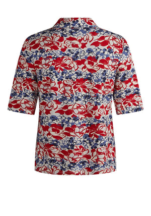 Barbara Lebek Floral Print Polo T Shirt, Red
