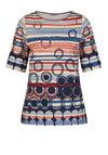 Barbara Lebek Striped Circle Print Top, Navy