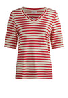 Barbara Lebek Striped V Neck Top, Red and Cream