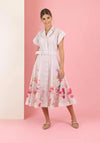 Fee G Amber Floral Print Midi Shirt Dress, Pale Pink
