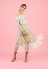 Fee G Emilia Dotted Tulle Trim Print Maxi Dress, Yellow