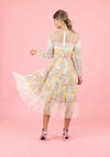 Fee G Emilia Dotted Tulle Trim Print Maxi Dress, Yellow