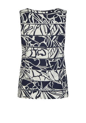 Barbara Lebek Abstract Floral Print Cami, Navy and White