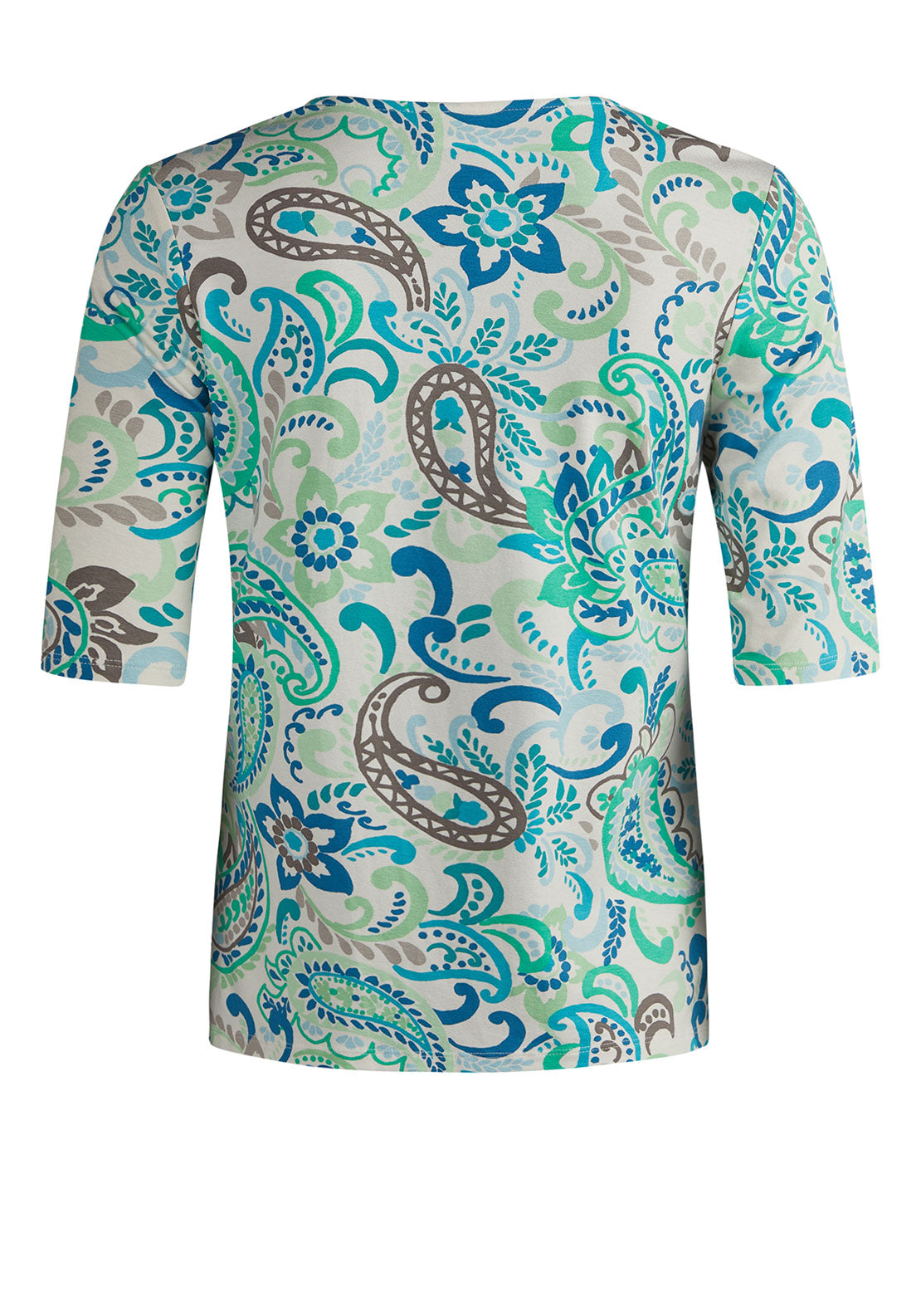 Barbara Lebek Paisley Print V Neck Top, Green Multi
