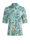 Barbara Lebek Paisley Print Polo T Shirt, Green Multi