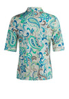 Barbara Lebek Paisley Print Polo T Shirt, Green Multi