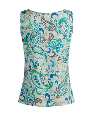 Barbara Lebek Paisley Print Vest Top, Green Multi
