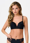 Lingadore 8501 Push Up Lace Wired Bra, Black