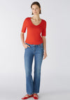 Oui V-Neck Cotton Blend T-Shirt, Aura Orange
