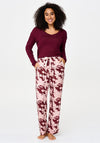 Lingadore Long Sleeve Floral Pyjama Set, Wine