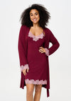 Lingadore Spaghetti Strap Chemise with Lace, Wine