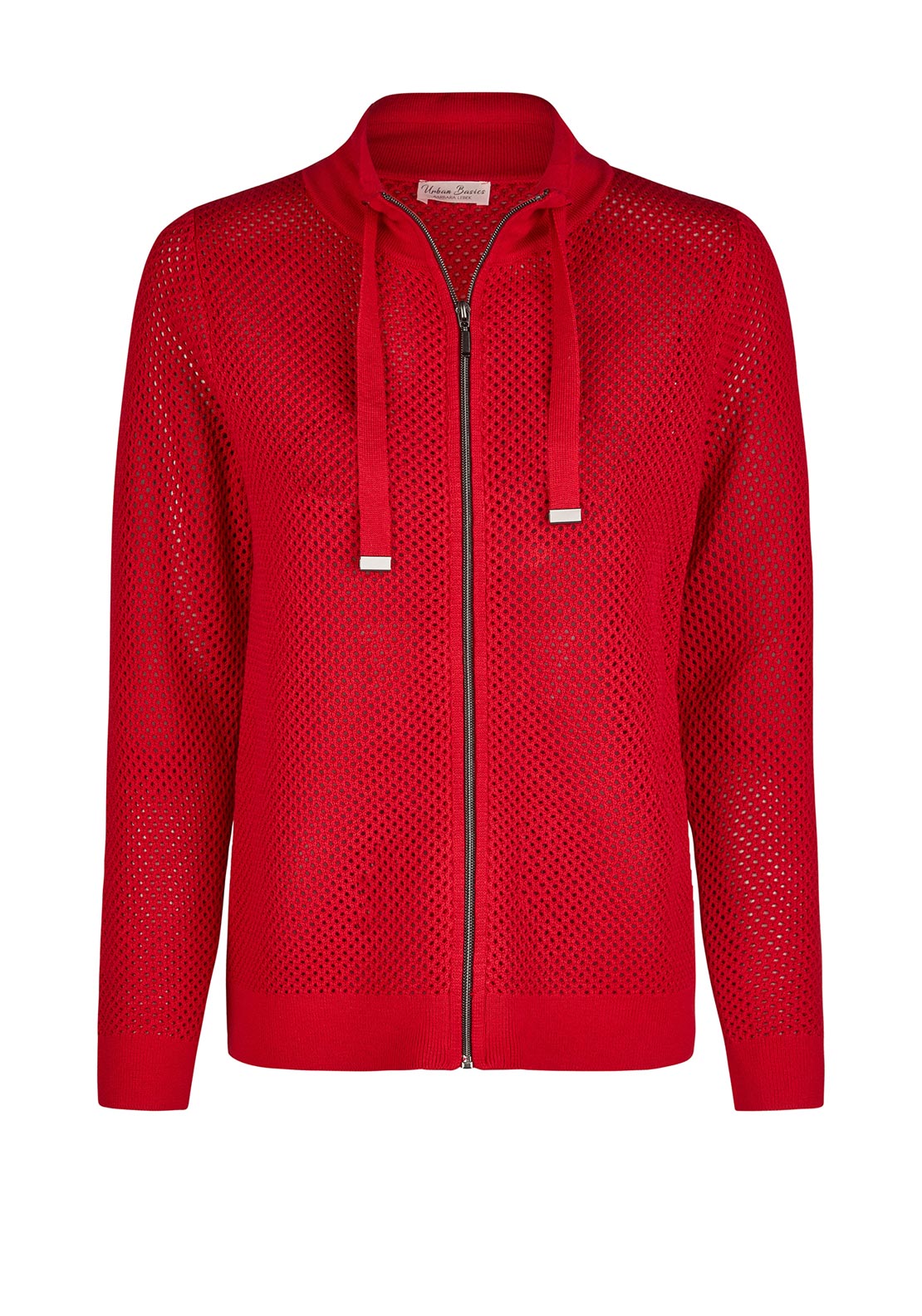 Barbara Lebek Crochet Knit Zipped Cardigan, Red