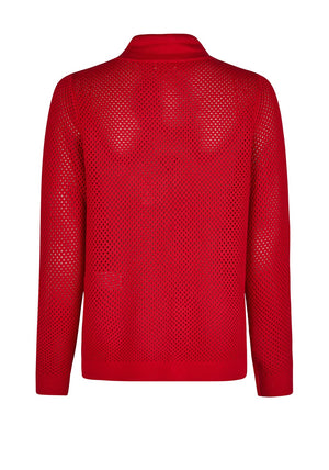 Barbara Lebek Crochet Knit Zipped Cardigan, Red