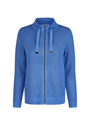 Barbara Lebek Crochet Knit Zipped Cardigan, Blue