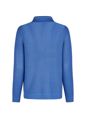 Barbara Lebek Crochet Knit Zipped Cardigan, Blue