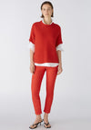 Oui High Neck Rib Knit Relaxed Sweater, Aura Orange