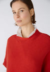 Oui High Neck Rib Knit Relaxed Sweater, Aura Orange