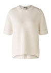 Oui Round Neck Ribbed Sweater, Off-White