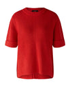 Oui Round Neck Ribbed Sweater, Aura Orange