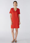 Oui V-Neck Heavy Jersey Straight Fit Mini Dress, Aura Orange
