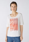 Oui Rhinestone Heart Print T-Shirt, Cloud Dancer