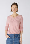 Oui Curved Hem Striped Top, Red & White