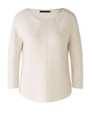 Oui Seam Detail Cotton Knit Sweater, Off-White
