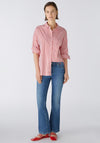 Oui Cotton Blend Striped Shirt, Red & White