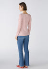 Oui Round Neck Striped Top, Red & White