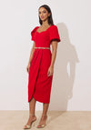The 8th Sign Solana Embellished Belt Midi Dress, Red