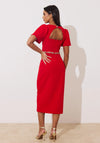 The 8th Sign Solana Embellished Belt Midi Dress, Red