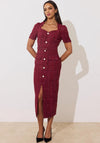 The 8th Sign Harriet Boucle Belted Midi Dress, Pink