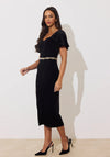 The 8th Sign Solana Embellished Belt Velvet Midi Dress, Black