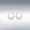9 Carat Gold Collection Claddagh Creole Hoop Earrings, Silver