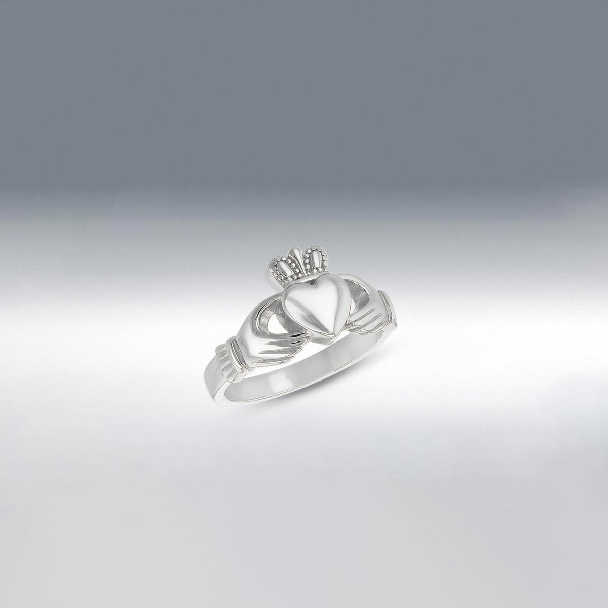 9 Carat Gold Collection Chunky Claddagh Ring, Silver