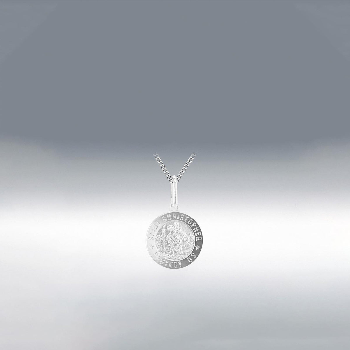9 Carat Gold Collection Mini St. Christopher Pendant Necklace, Silver