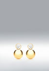 9 Carat Gold CZ Ball Drop Earrings, Yellow Gold