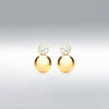 9 Carat Gold CZ Ball Drop Earrings, Yellow Gold